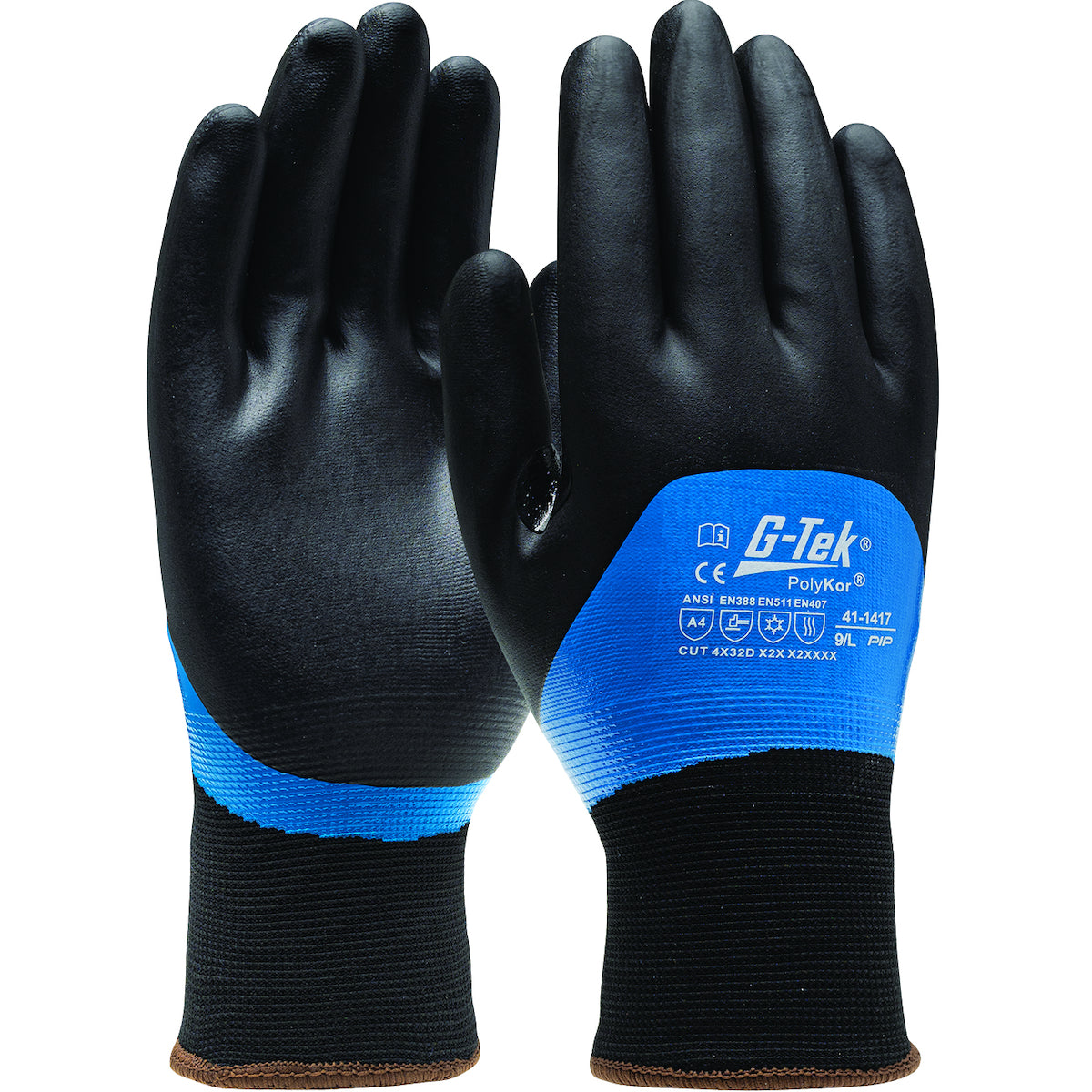 G-Tek 41-1417 Cold Protection Gloves PolyKor Nitrile Foam Black