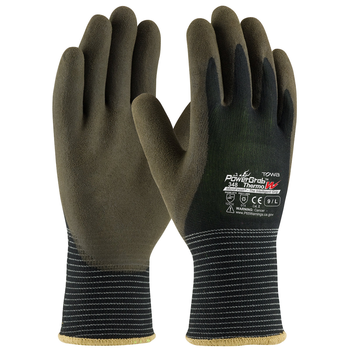 PowerGrab 41-1430 Cold Protection Gloves Polyester Acrylic Latex Grip Black