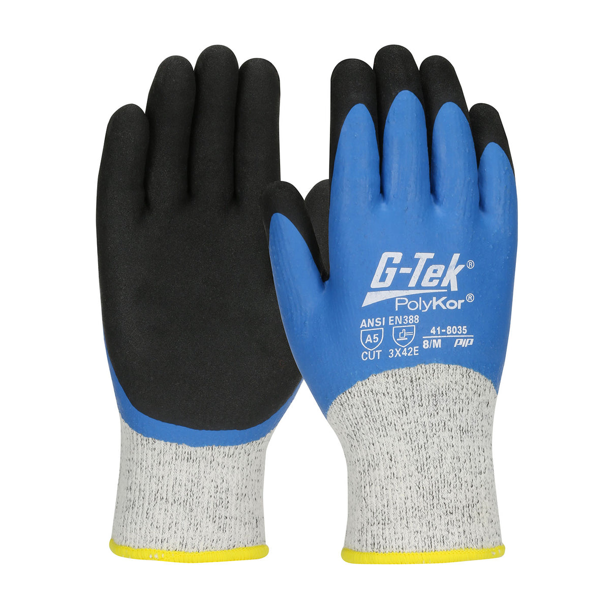 G-Tek 41-8035 Cold Protection Gloves PolyKor Latex Salt & Pepper