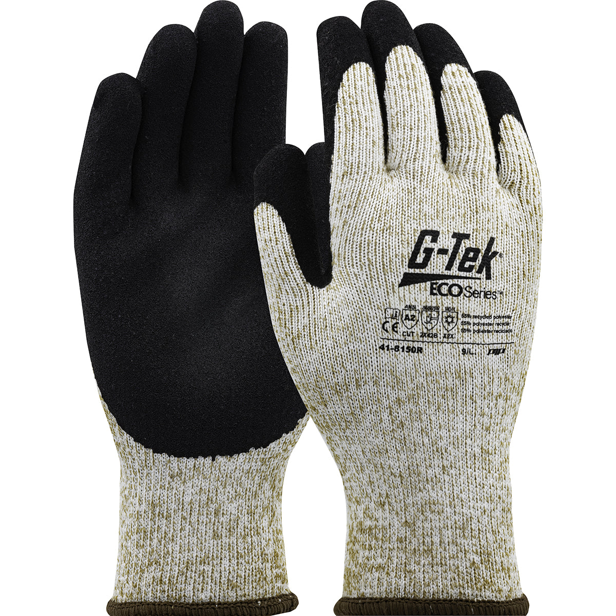G-Tek 41-8150R Cold Protection Gloves Recycled Yarn Latex Grip Brown