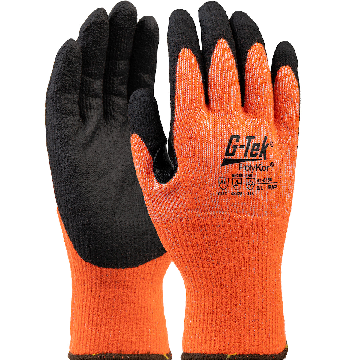 G-Tek 41-8156 Cold Protection Gloves PolyKor Nitrile Grip Orange