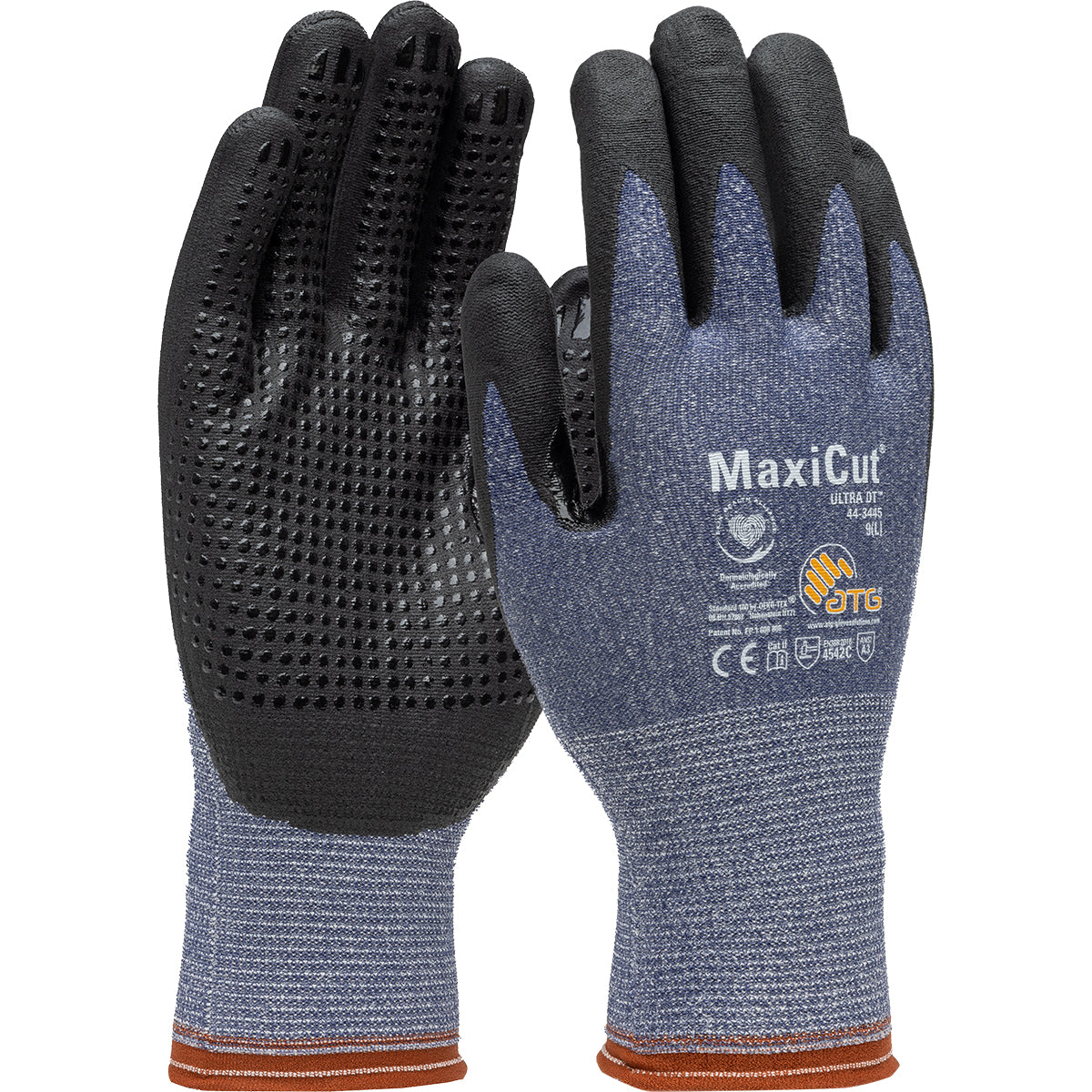 ATG 44-3445 Cut Resistant Gloves Premium Nitrile Micro Dot Blue