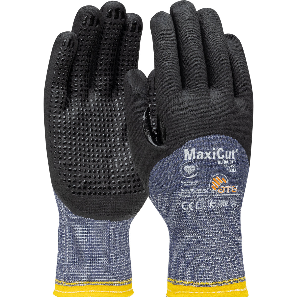 ATG 44-3455 Cut Resistant Gloves Premium Nitrile Micro Dot Blue