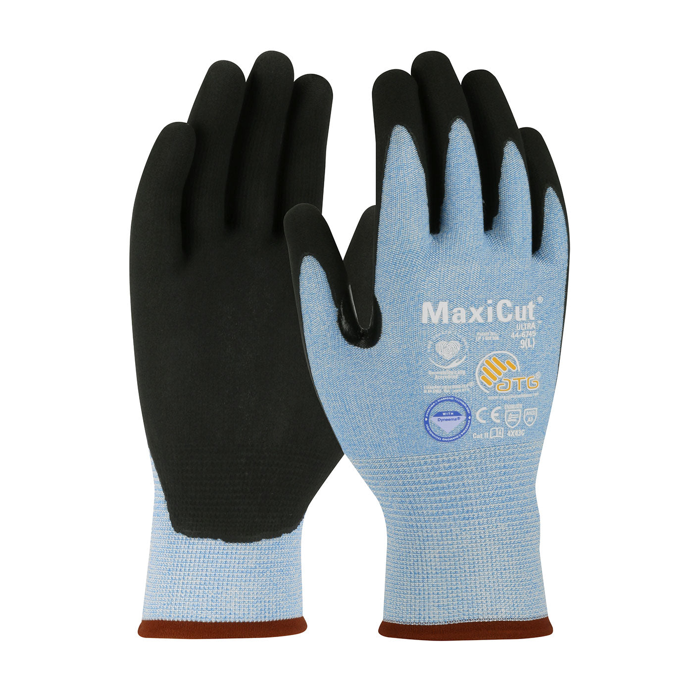 MaxiCut Ultra 44-6745 Cut Resistant Gloves Dyneema Nitrile Coated Light Blue