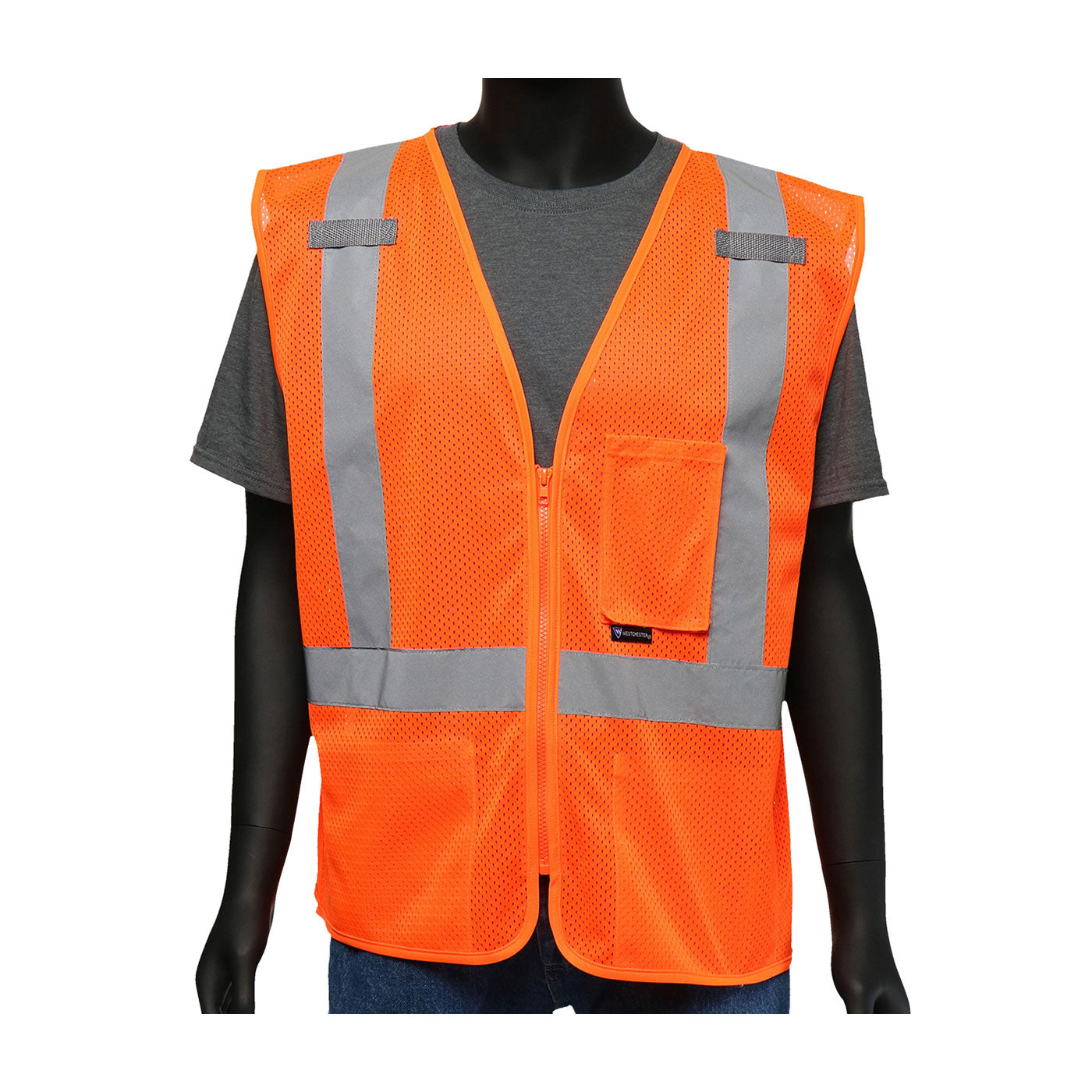 PIP 47210 Hi-Vis Mesh Vest 3 Pockets Hi-Vis Orange