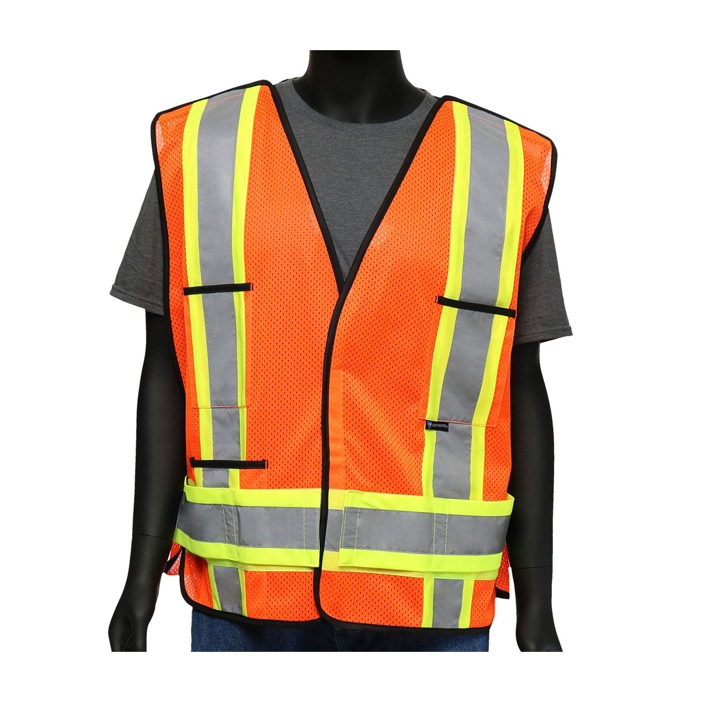 PIP 47214 Hi-Vis Mesh Vest Breakaway Two-Tone Reflective Orange