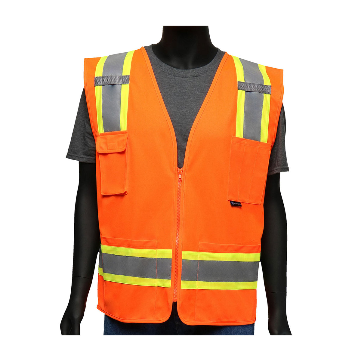 PIP 47216 Hi-Vis Safety Vest Mesh Solid Front Hi-Vis Orange