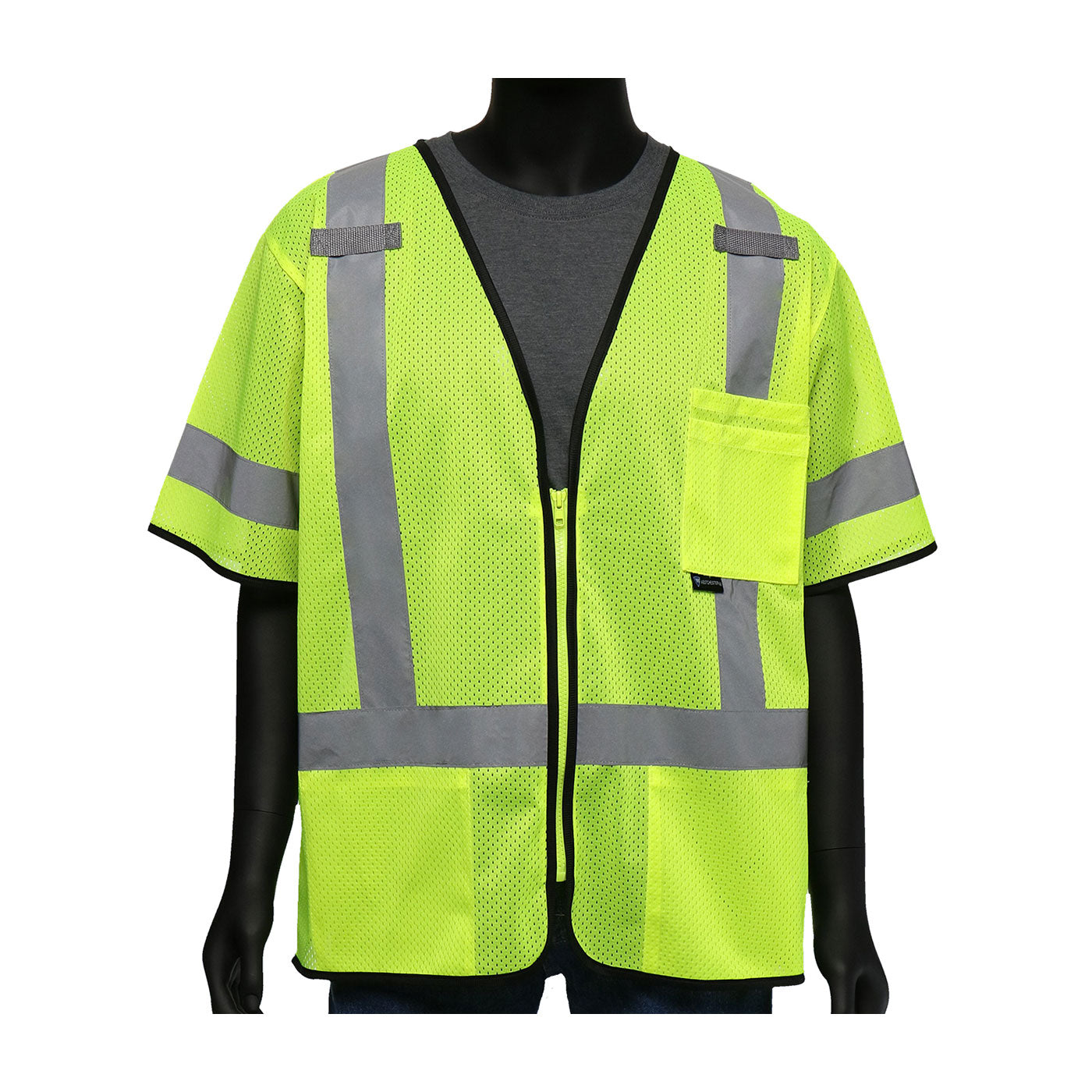 PIP 47302 Hi-Vis Mesh Vest Zipper Closure Hi-Vis Yellow