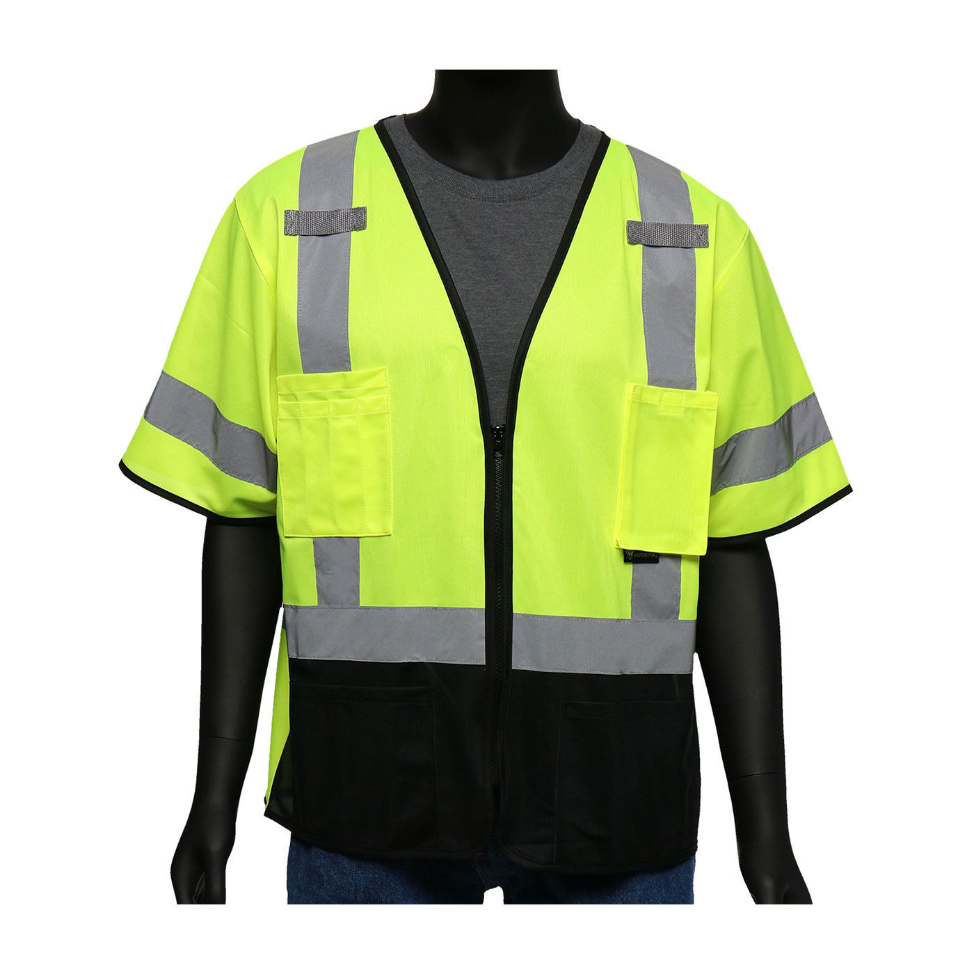 PIP 47304 Hi-Vis Vest Solid Front Mesh Back Hi-Vis Yellow
