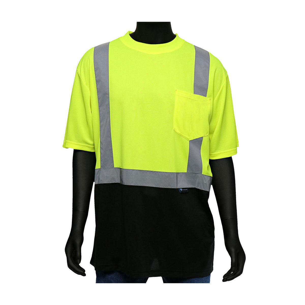 PIP 47404 Hi-Vis Safety T-Shirt Black Bottom Hi-Vis Yellow