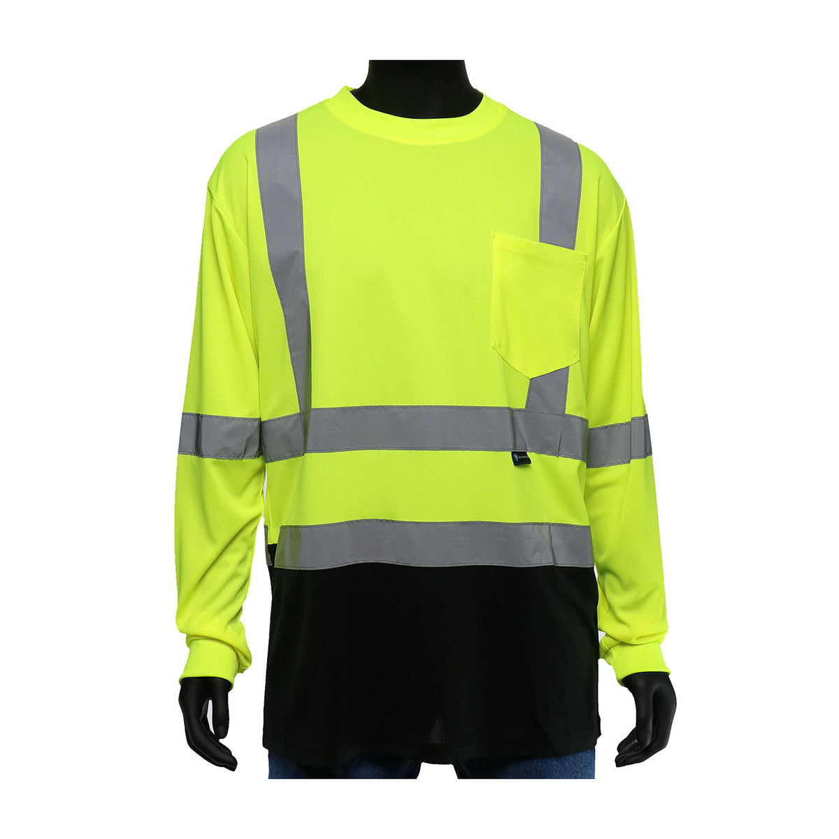 PIP 47410 Hi-Vis Safety Vest Polyester Black Bottom Yellow