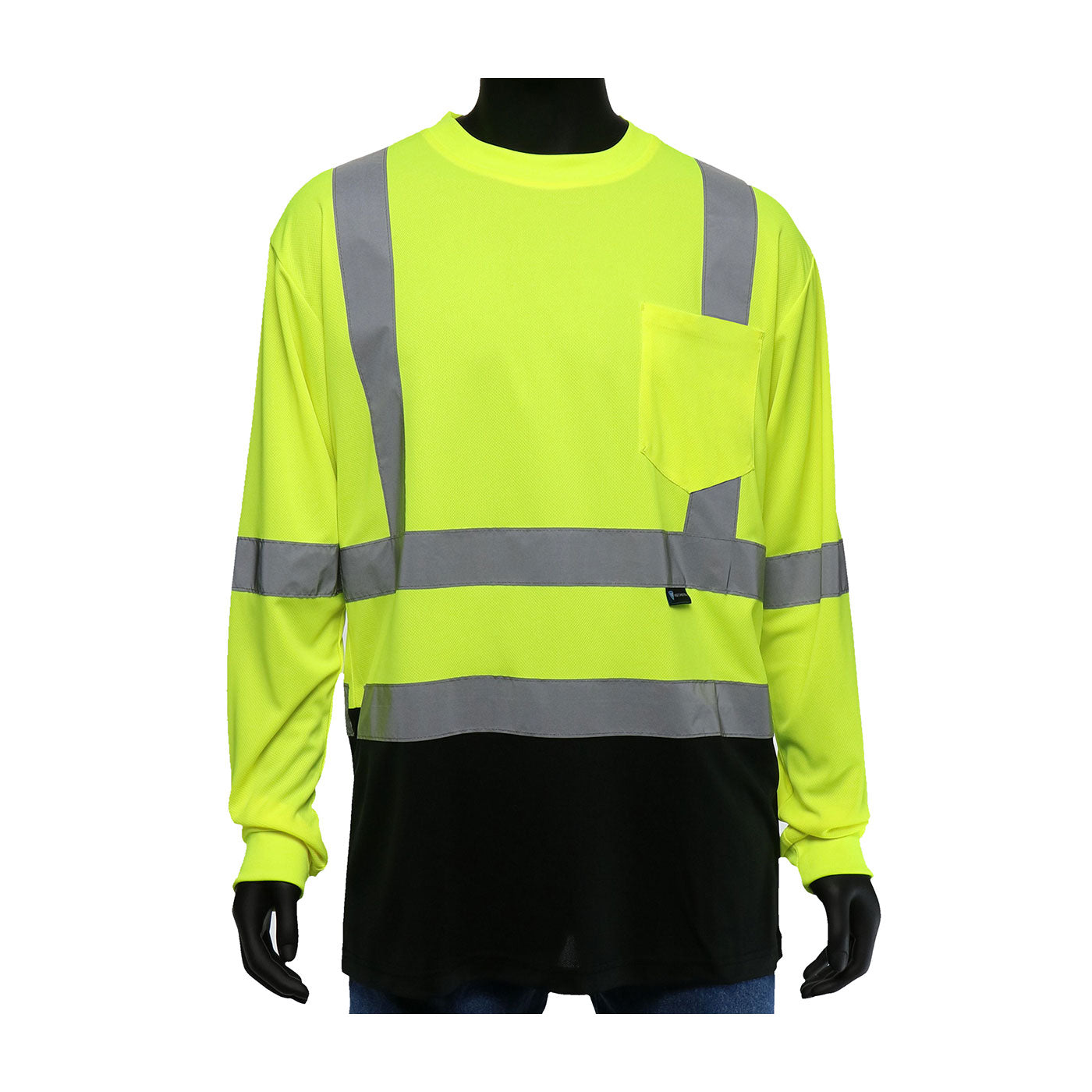 PIP 47410 Hi-Vis Safety Vest Polyester Black Bottom Yellow