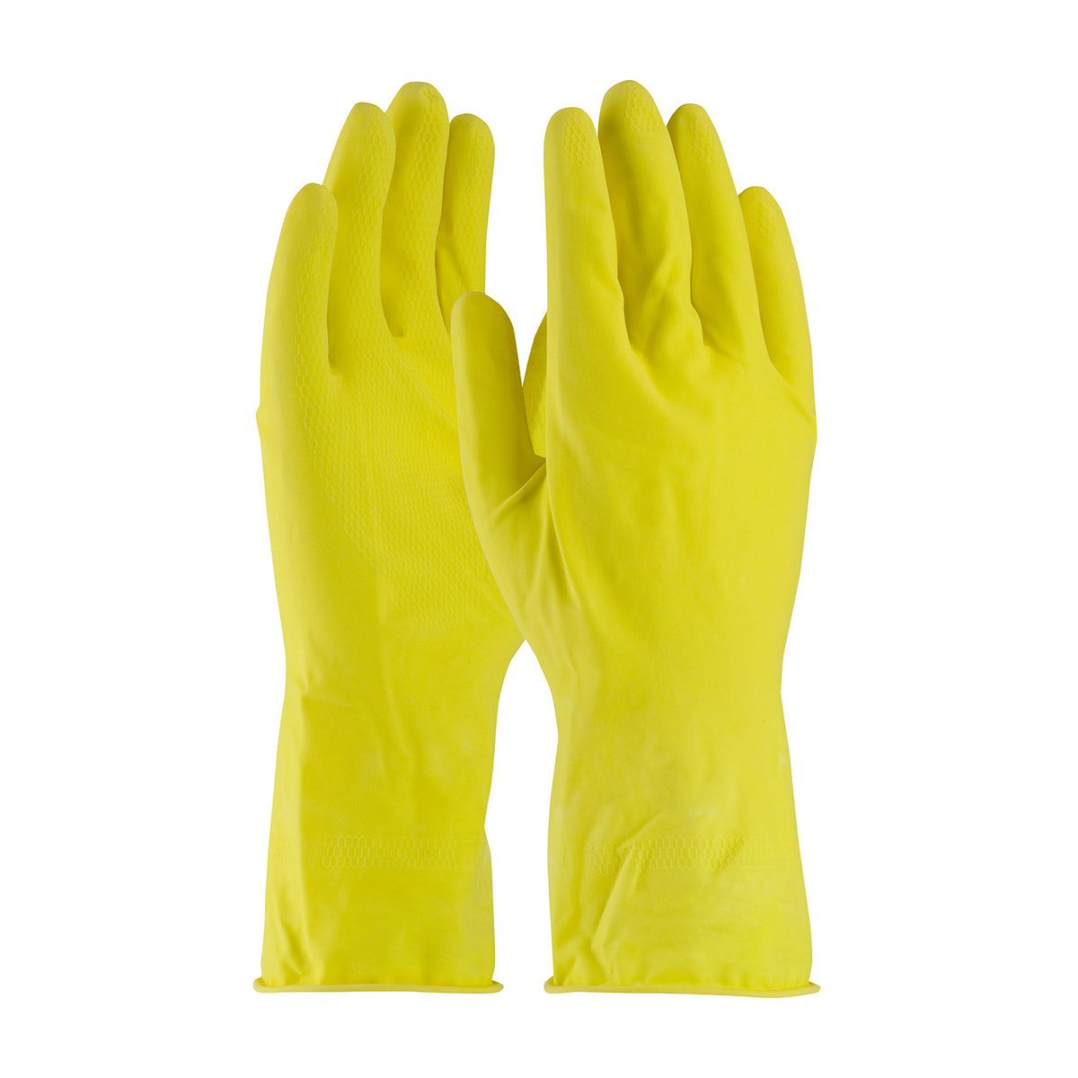 Assurance 48-L140Y Chemical Resistant Gloves Latex Flock Lined Honeycomb Grip Yellow