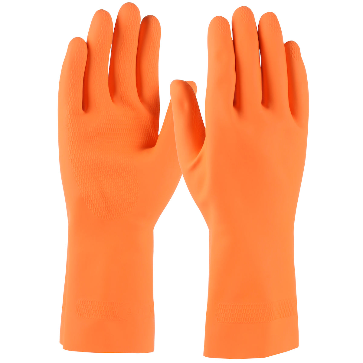 Assurance 48-L302T Chemical Resistant Gloves Latex Honeycomb Grip Orange