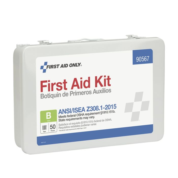50 Person Bulk Metal First Aid Kit, ANSI Compliant - W-90567