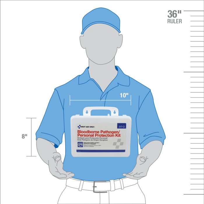 Blood Borne Pathogen (BBP) &amp; Personal Protection And Spill Clean Up Kit With CPR Micro Shield, Plastic Case - W-217-O