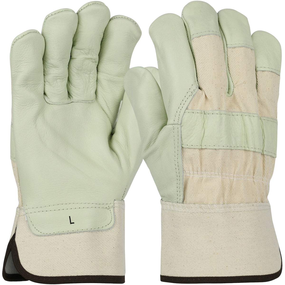 PIP 5000 Leather Palm Work Gloves Cowhide Canvas Natural