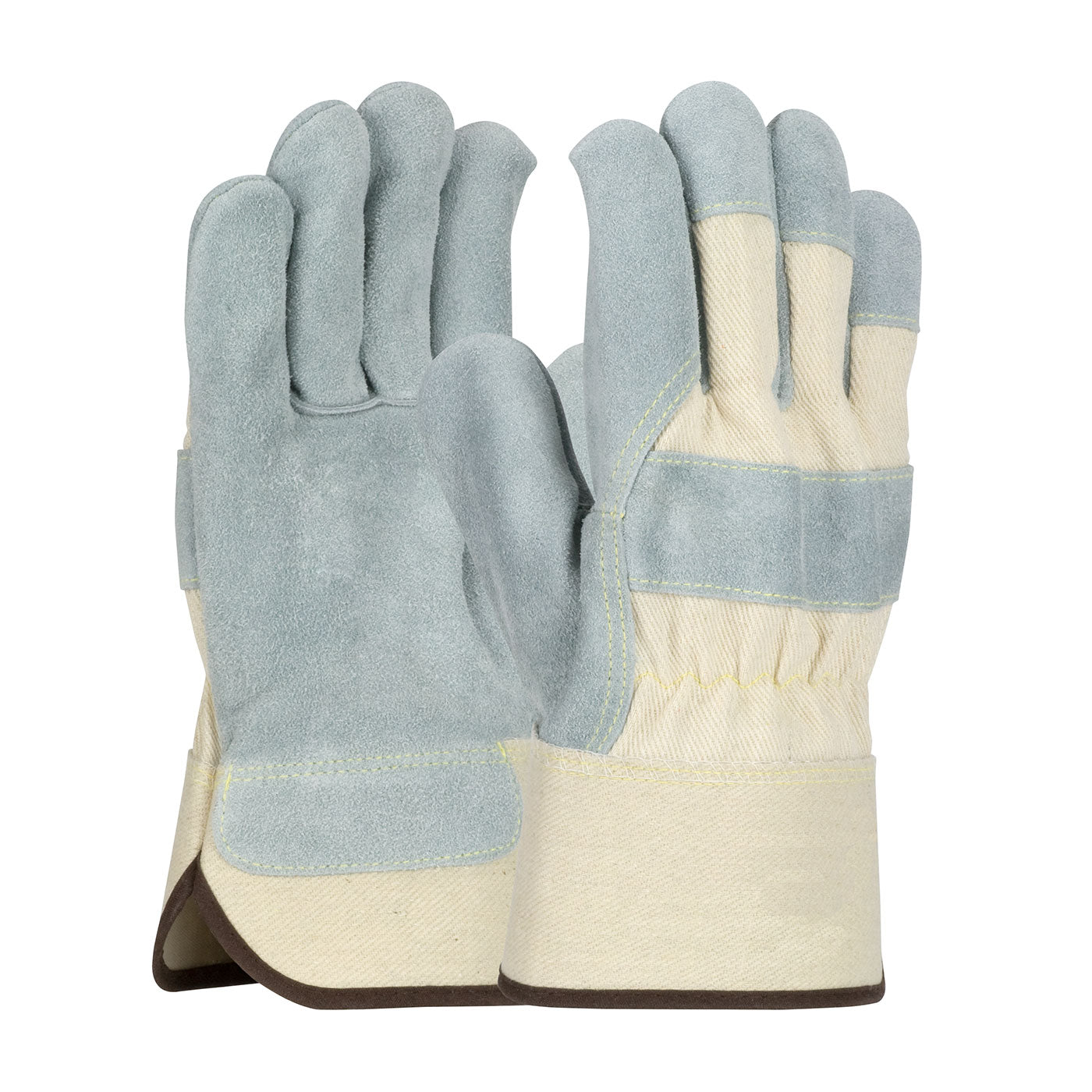PIP 500DC Leather Palm Work Gloves Split Cowhide Canvas Natural