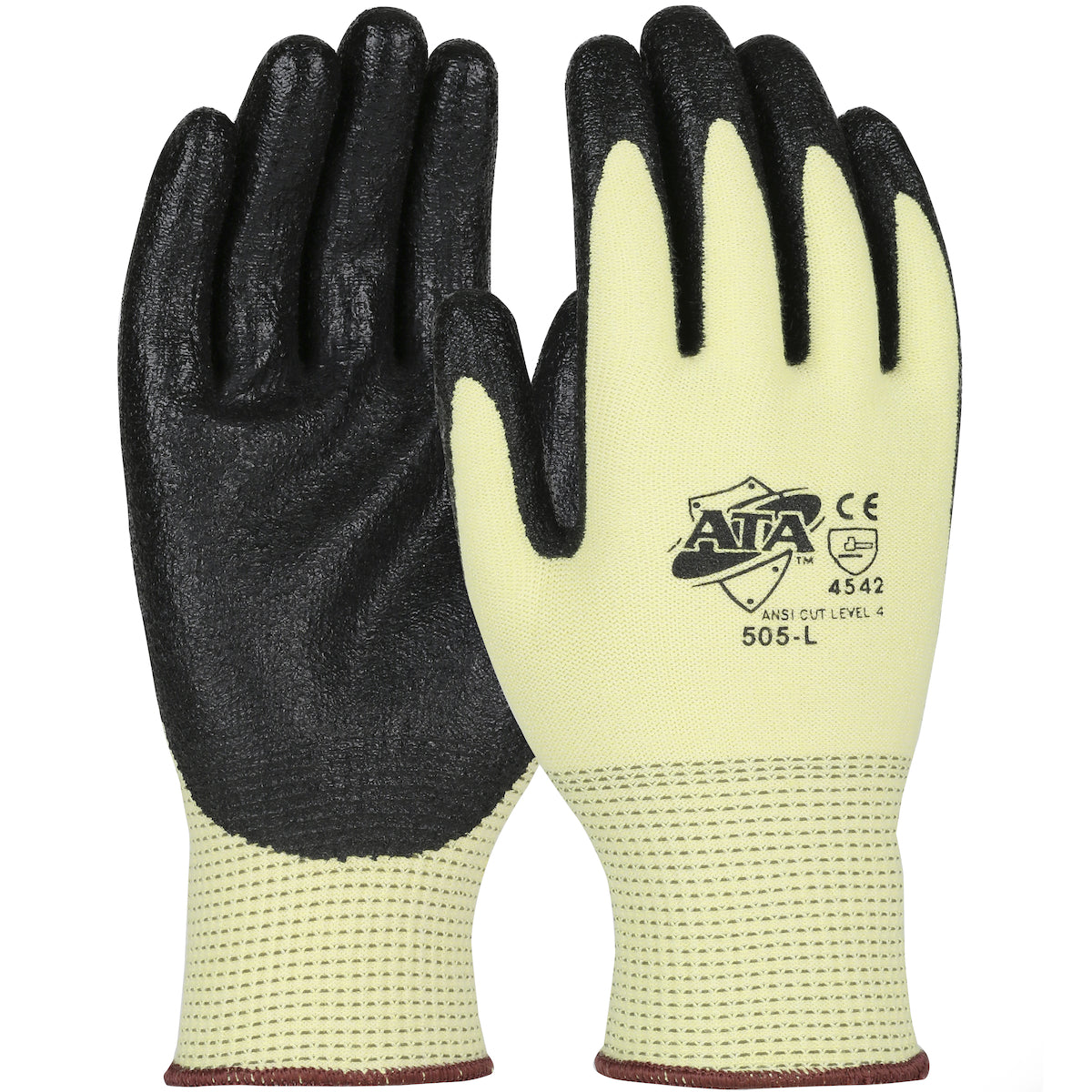 G-Tek 505 Cut Resistant Gloves Polykor Foam Nitrile Coated Yellow