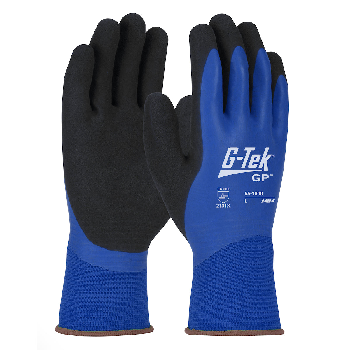 G-Tek 55-1600 Coated Work Gloves Polyester Waterproof Blue