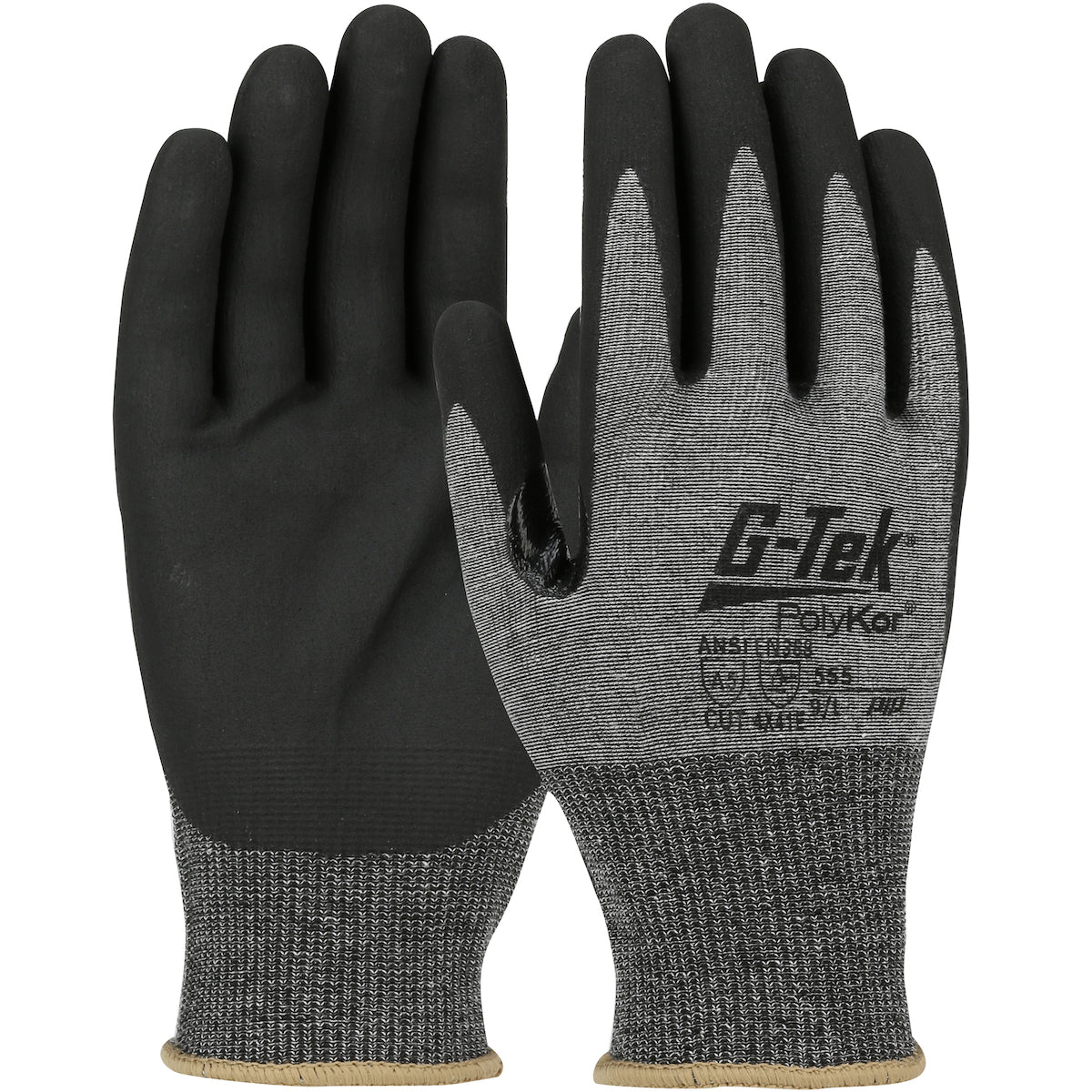 G-Tek 555 Cut Resistant Gloves PolyKor Foam Nitrile Gray