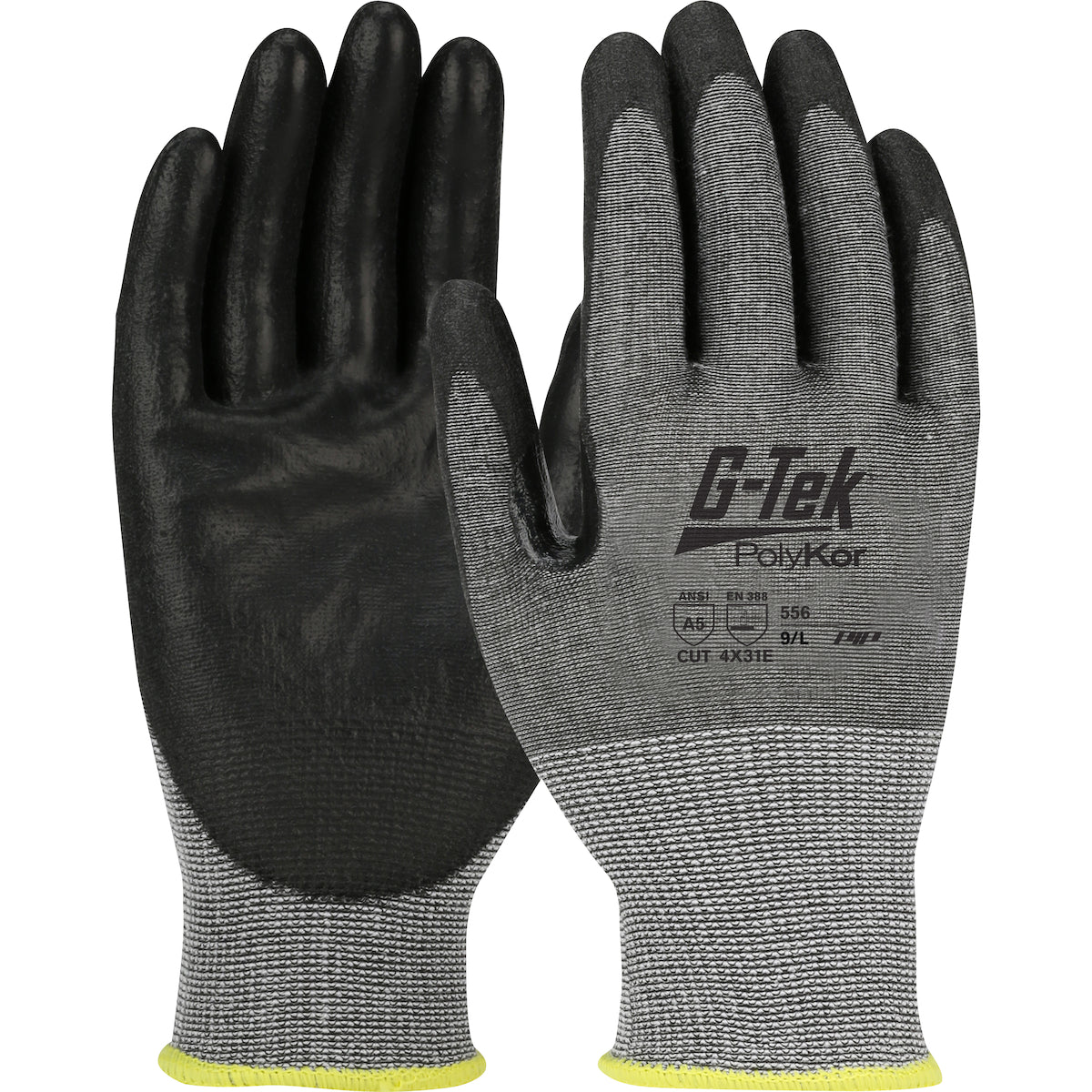 G-Tek 556 Cut Resistant Gloves PolyKor PU Coated Gray
