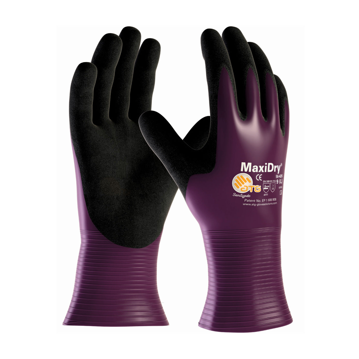 ATG 56-426 Coated Work Gloves Nitrile MicroFoam Grip Purple