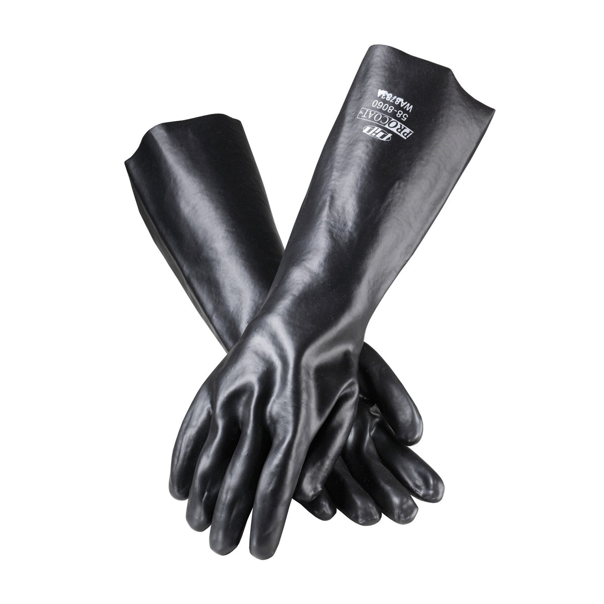 PIP 58-8060 Chemical Resistant Gloves PVC Smooth Finish Black