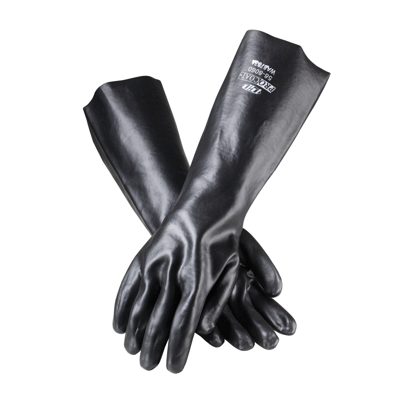 PIP 58-8060 Chemical Resistant Gloves PVC Smooth Finish Black