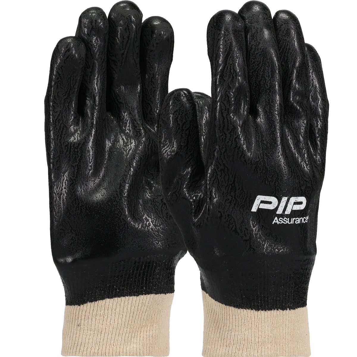Assurance 58-8115DD Chemical Resistant Gloves PVC Sandy Finish Black