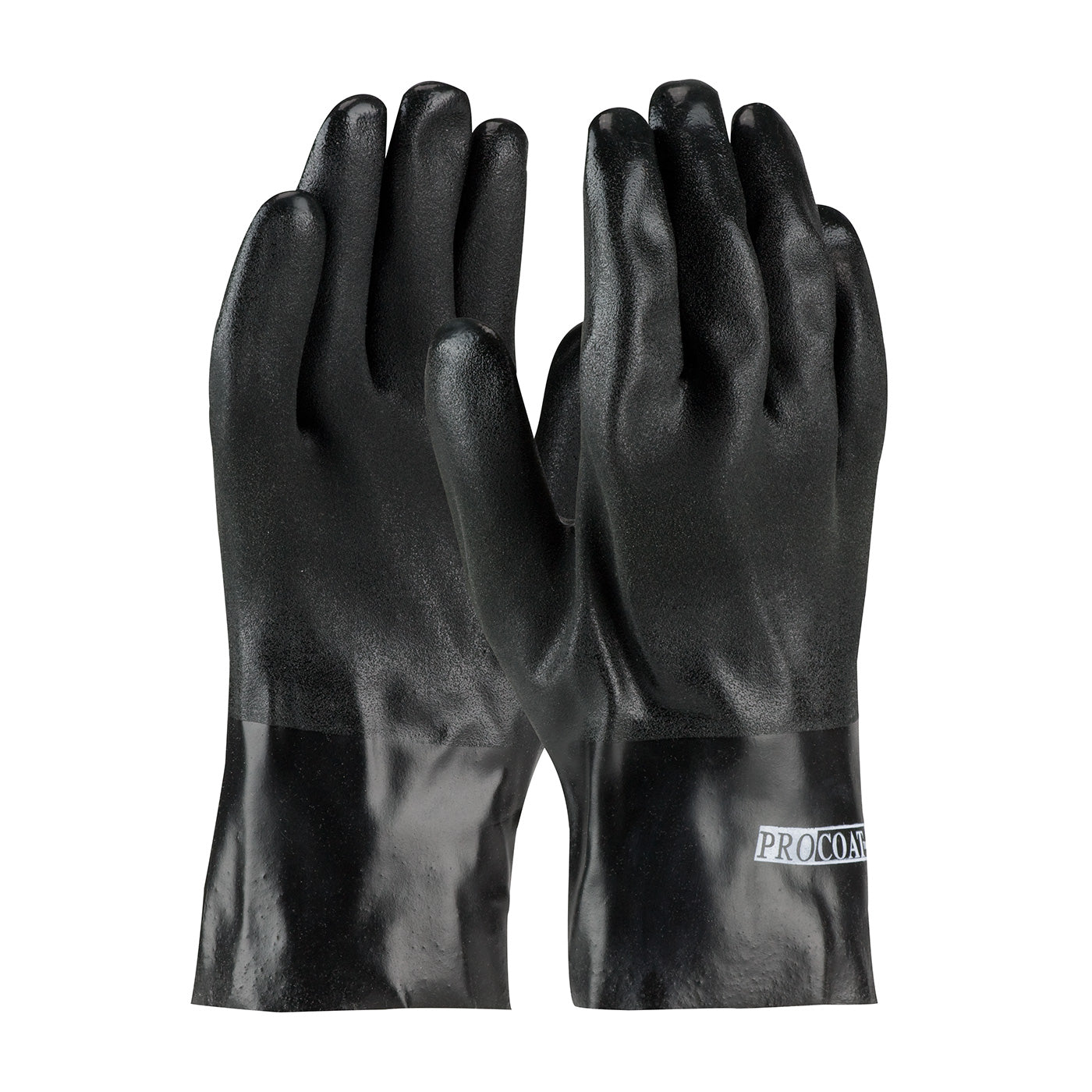 PIP 58-8120DD Chemical Resistant Gloves PVC Sandy Finish Black