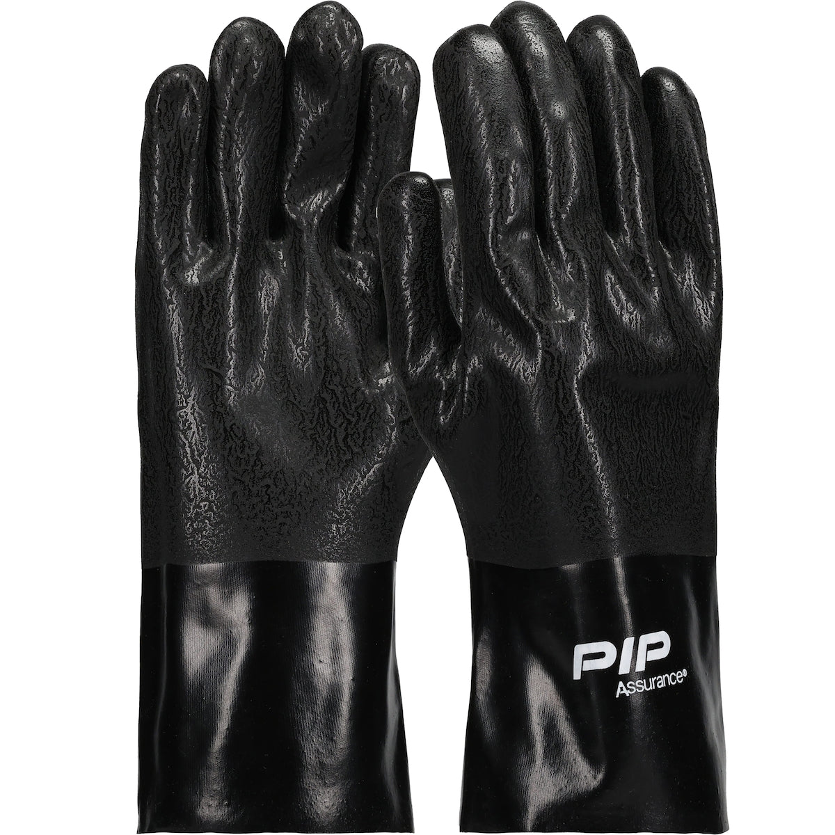Assurance 58-8130DD Chemical Resistant Gloves PVC Sandy Finish Black