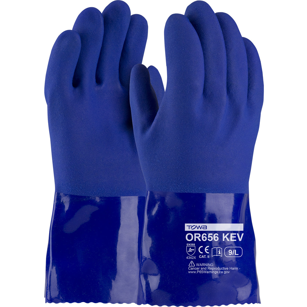 PIP 58-8658K Chemical Resistant Gloves PVC Kevlar Oil Resistant Blue