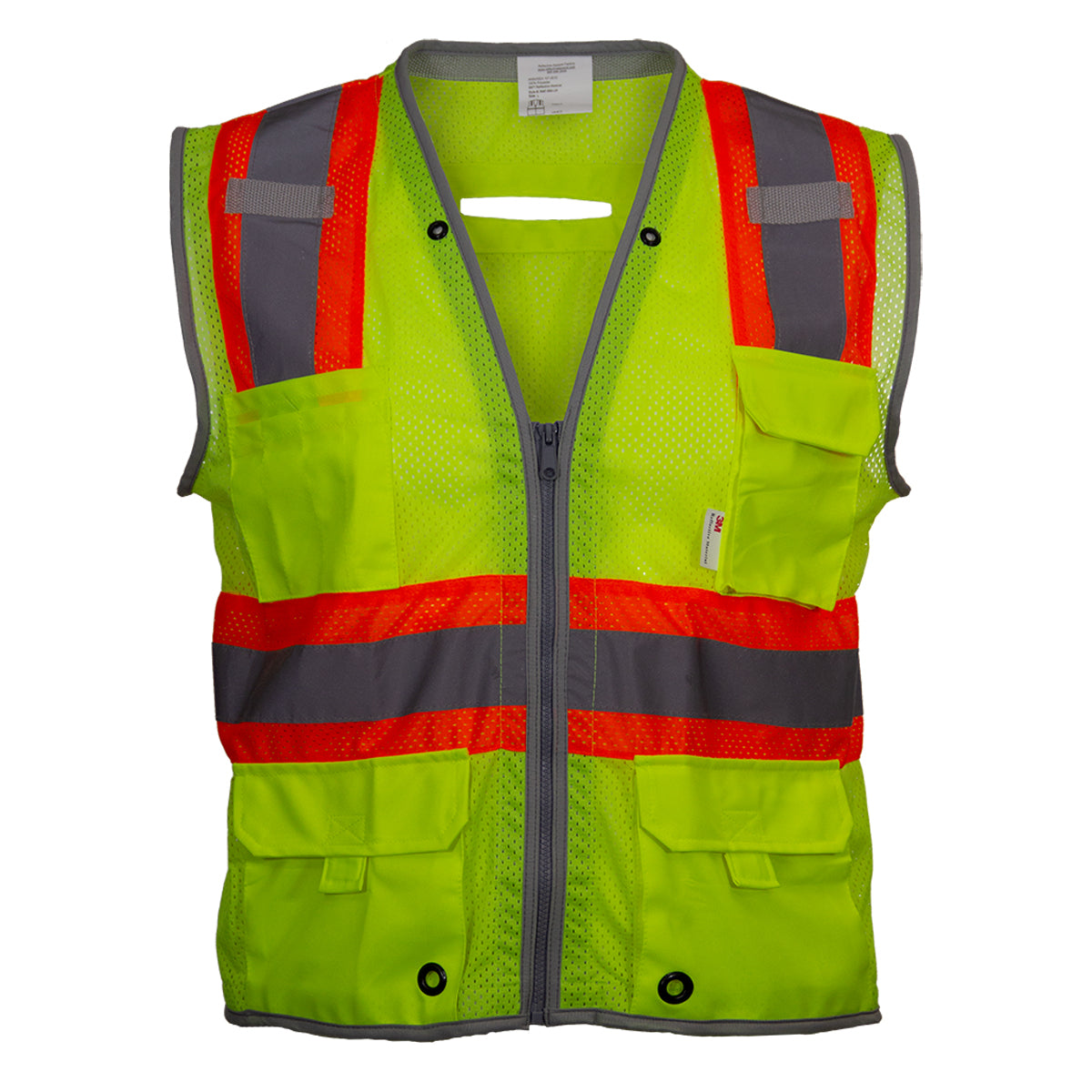 Reflective Apparel 589ET Hi-Vis Surveyors Vest Polyester Mesh Ten Pocket Hi-Vis Yellow
