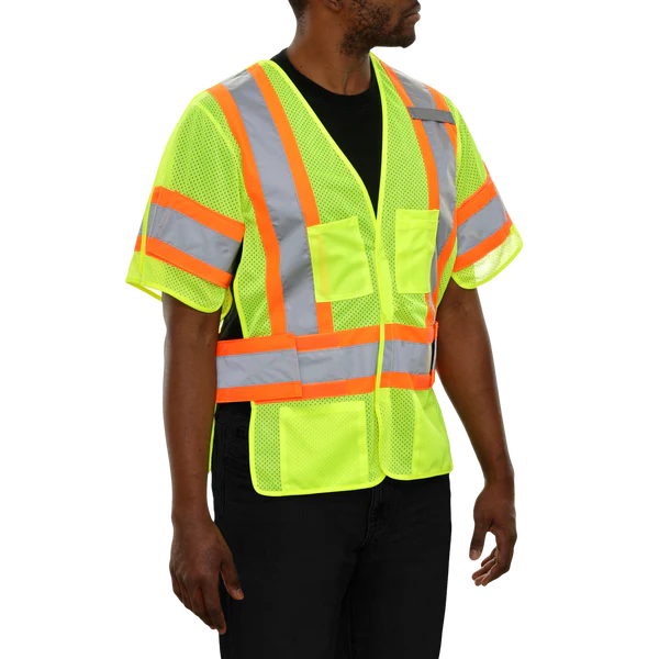 591GTLM Hi-Vis Breakaway Vest: ANSI 3, Mesh, Adjustable Side Wraps