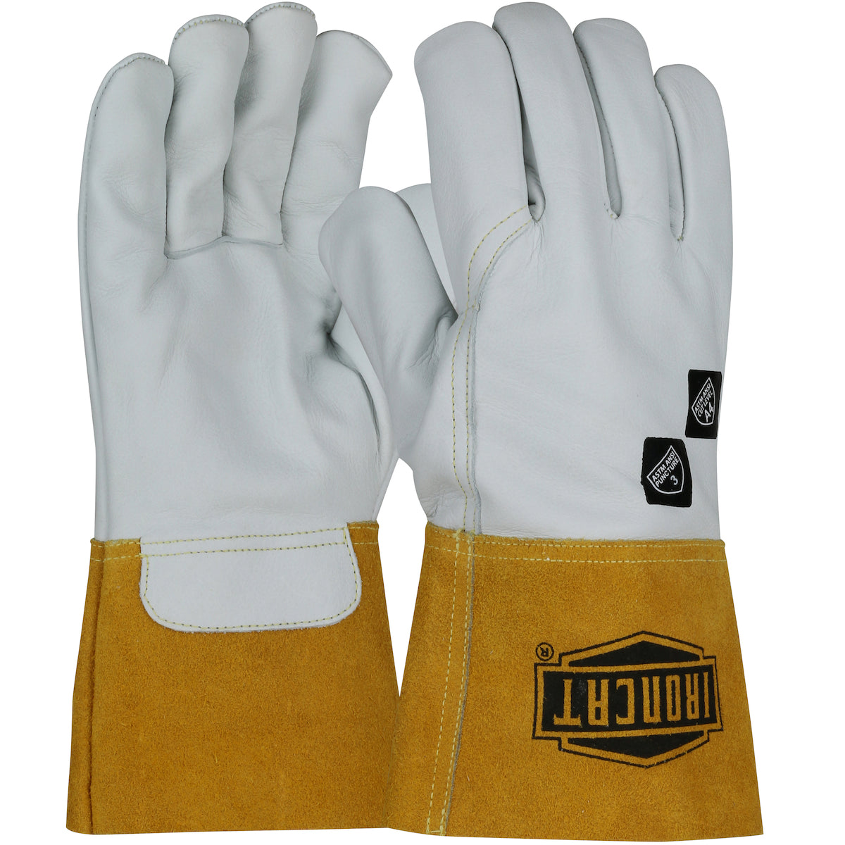 Ironcat 6040 Welding Gloves Cowhide Leather Kevlar Stitching Natural