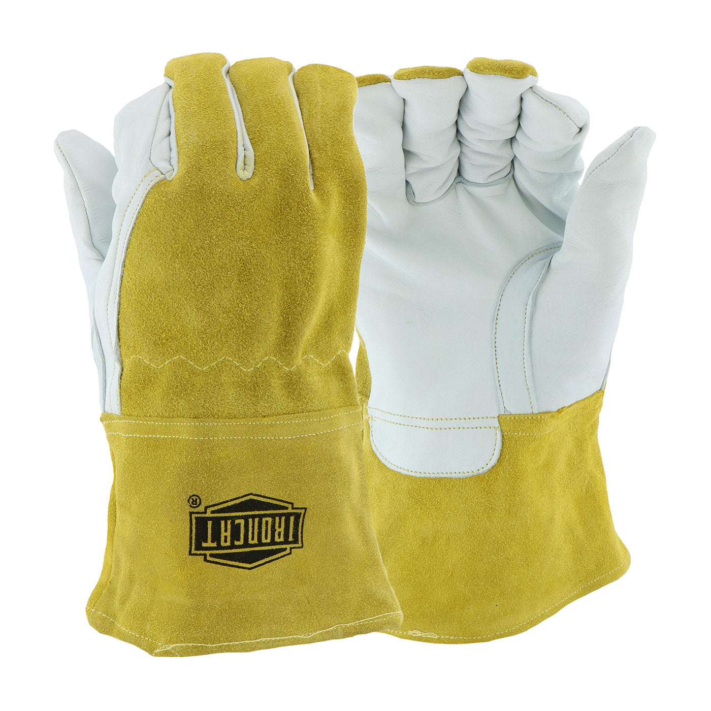 Ironcat 6143 MIG Welding Gloves Goatskin Leather Cowhide Brown