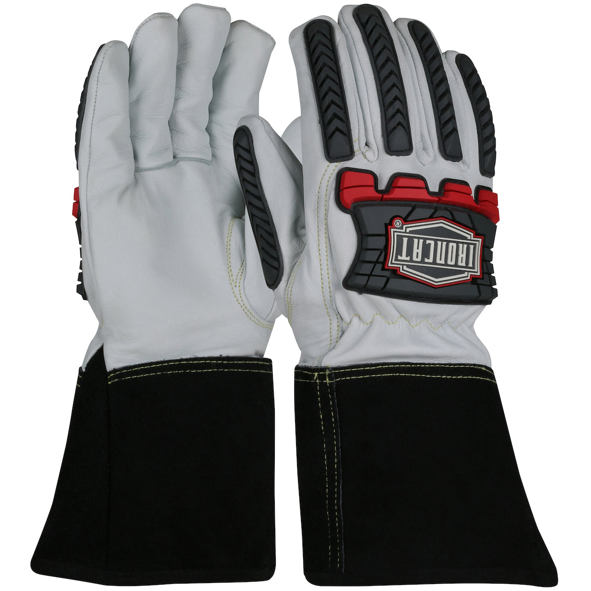 Ironcat 6244 Welding Gloves Kidskin Leather TPR Impact Natural