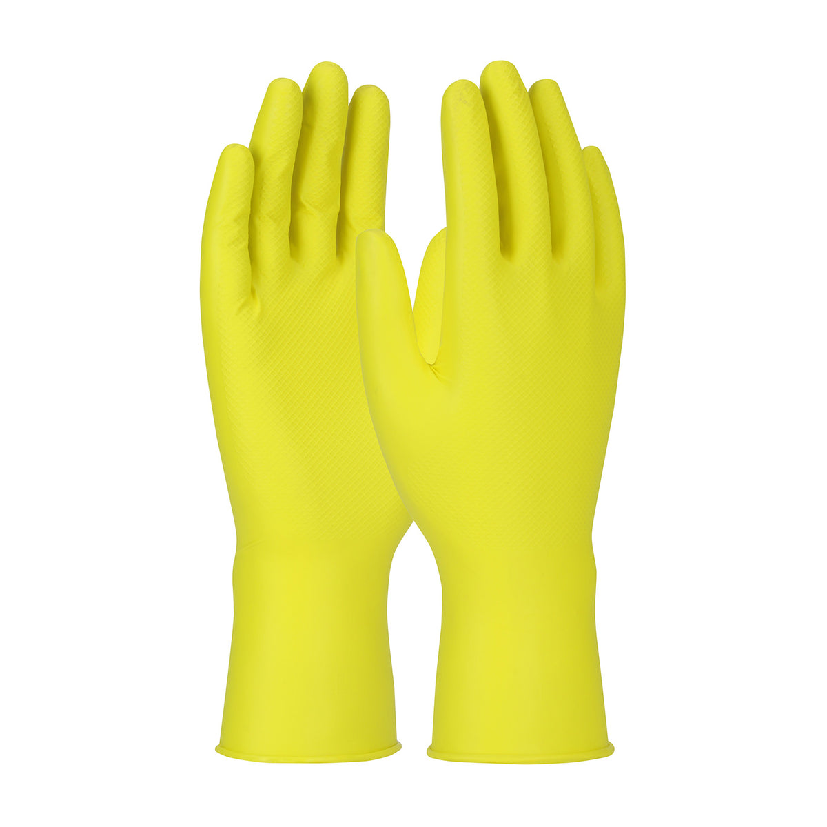 Grippaz Jan San 67-306 Extended Use Nitrile Gloves Fish Scale Grip Yellow