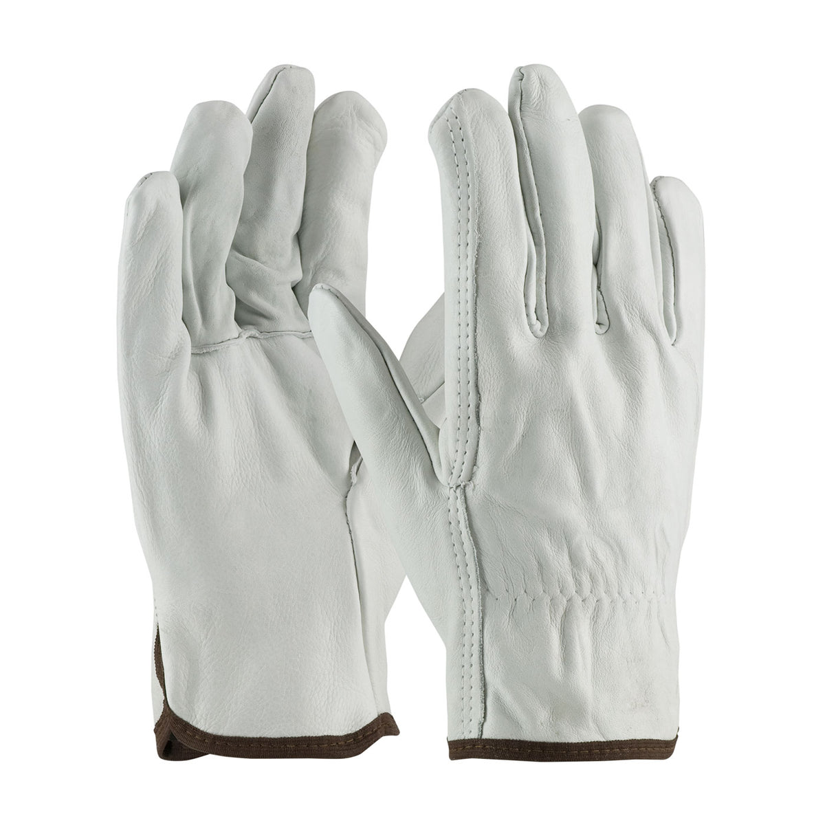 PIP 68-101 Leather Driver Gloves Top Grain Cowhide Straight Thumb Natural