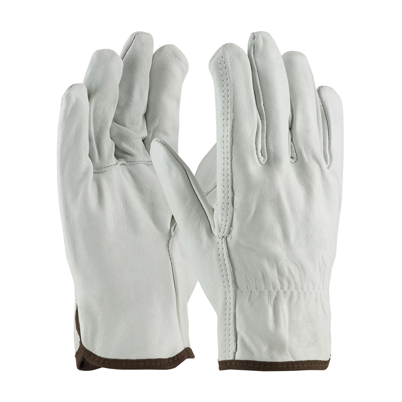 PIP 68-101 Leather Driver Gloves Top Grain Cowhide Straight Thumb Natural