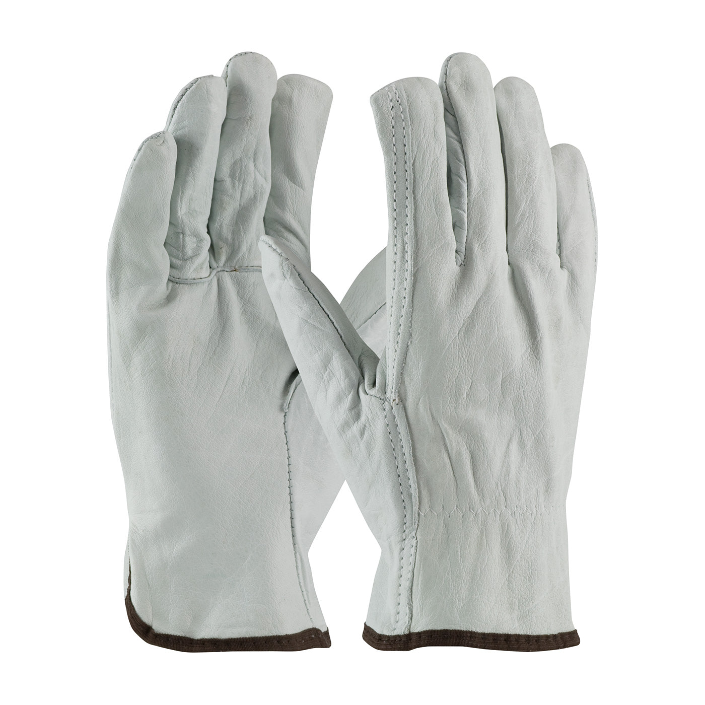 PIP 68-106 Leather Driver Gloves Top Grain Cowhide Straight Thumb Natural