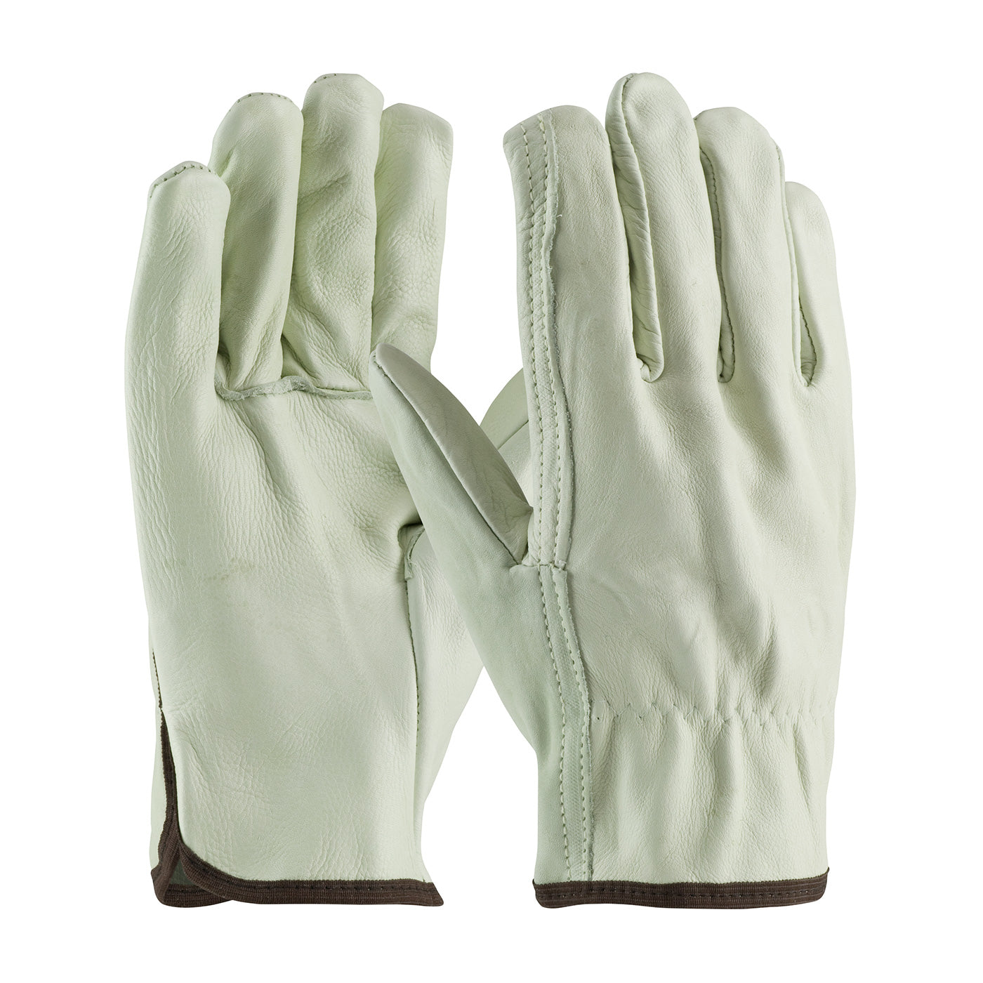 PIP 68-118 Leather Driver Gloves Top Grain Cowhide Straight Thumb Natural