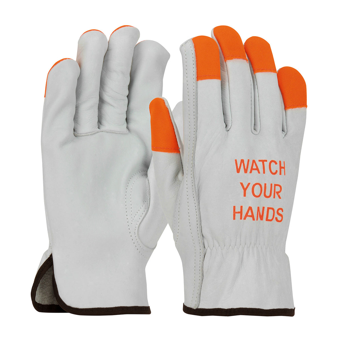 PIP 68-162HV Leather Driver Gloves Hi-Vis Cowhide Natural