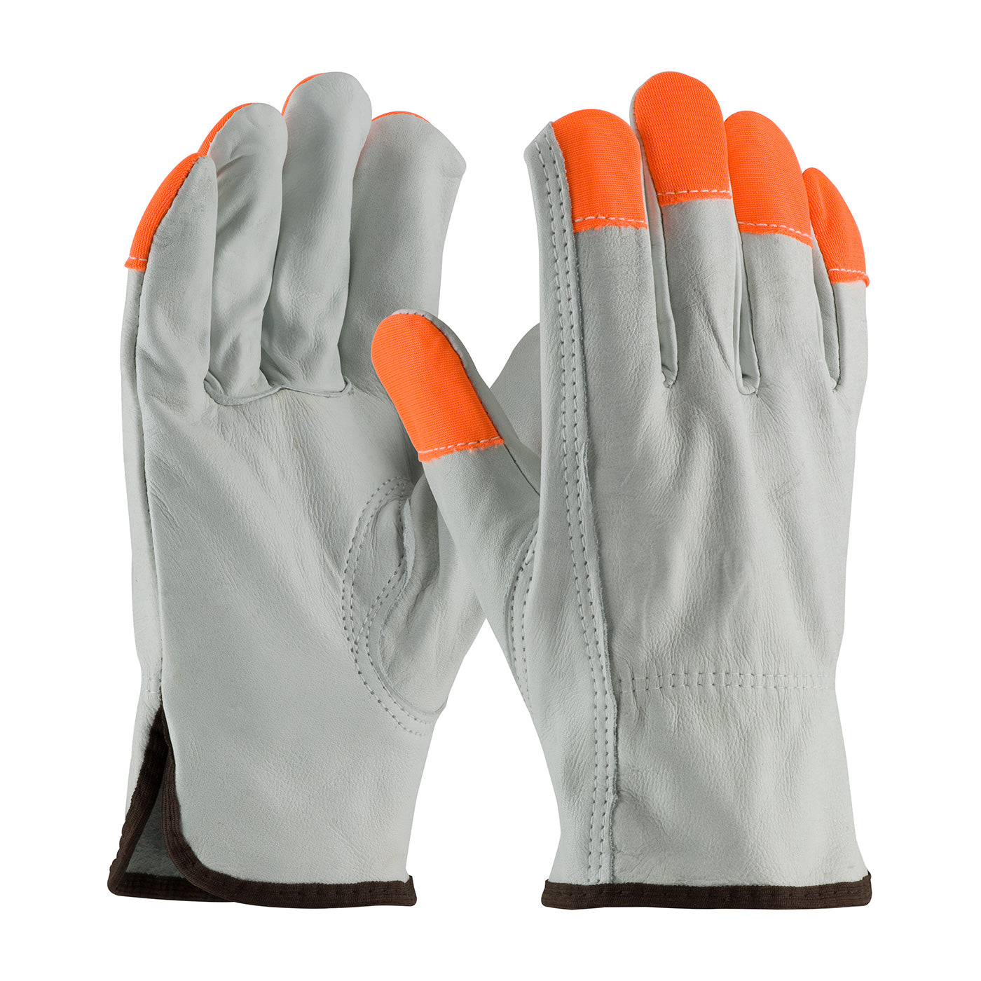 PIP 68-163HV Leather Driver Gloves Hi-Vis Cowhide Natural