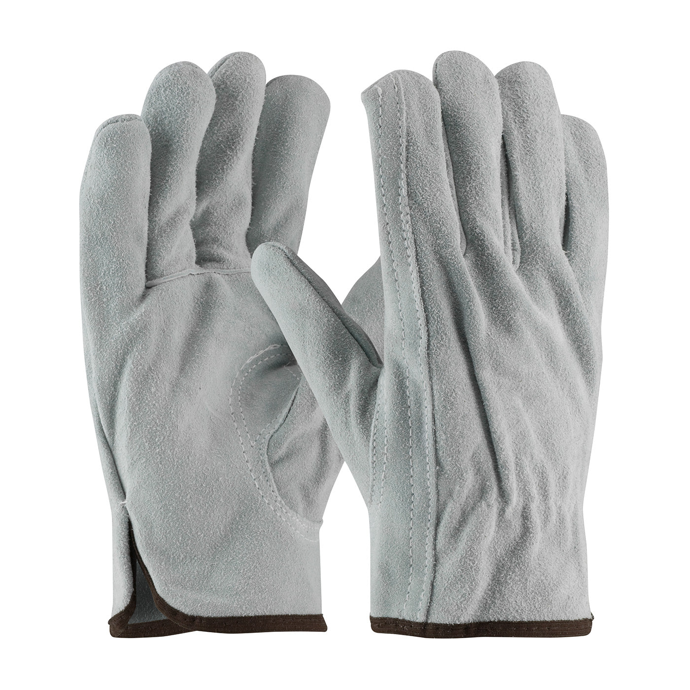PIP 69-189 Premium Leather Driver Gloves Split Cowhide Keystone Thumb Gray