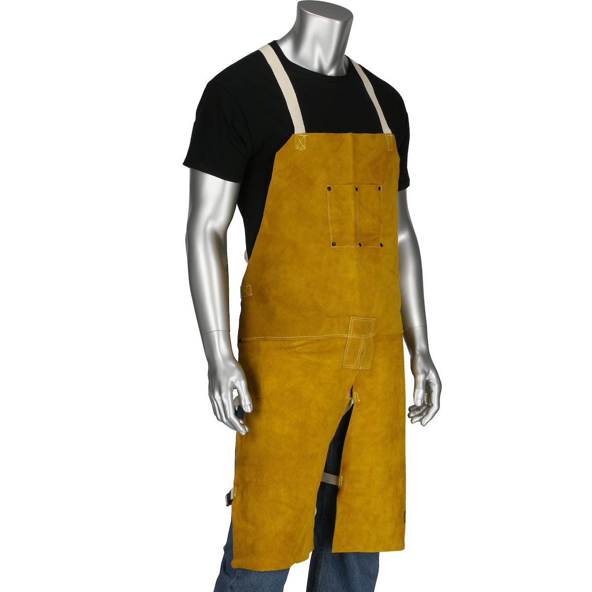 Ironcat 7011 Leather Split Leg Welding Apron Heat Resistant Gold