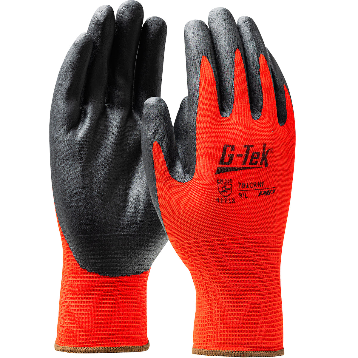 G-Tek 701CRNF Coated Work Gloves Nylon Nitrile Foam Grip Red