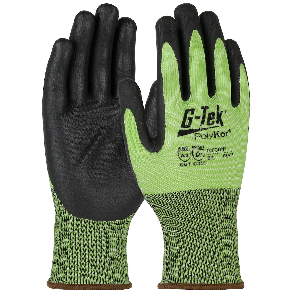 G-Tek 705CGNF Cut Resistant Gloves Polykor Foam Nitrile Hi-Vis Green