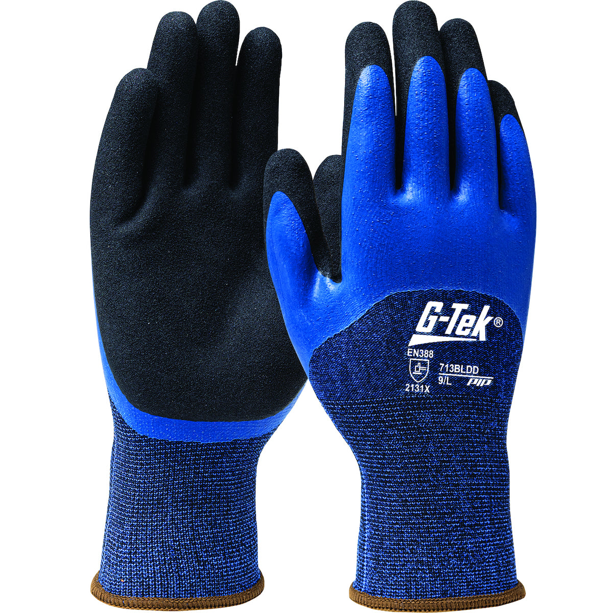 G-Tek 713BLDD Coated Work Gloves Polyester Latex Blue